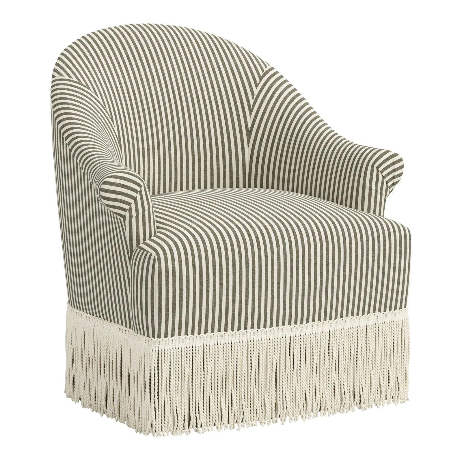 Stoffer Home x Cloth & Company Marie Swivel Chair in Jane Stripe Laurel
