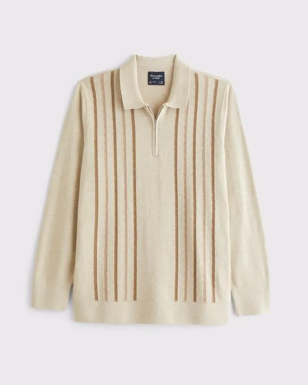 Long-Sleeve Zip Sweater Polo