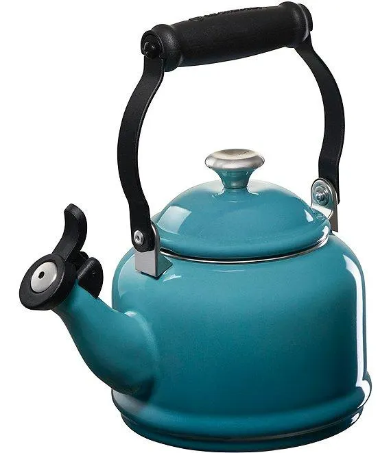 1.25-Quart Enameled Steel Demi Tea Kettle with Stainless Steel Knob