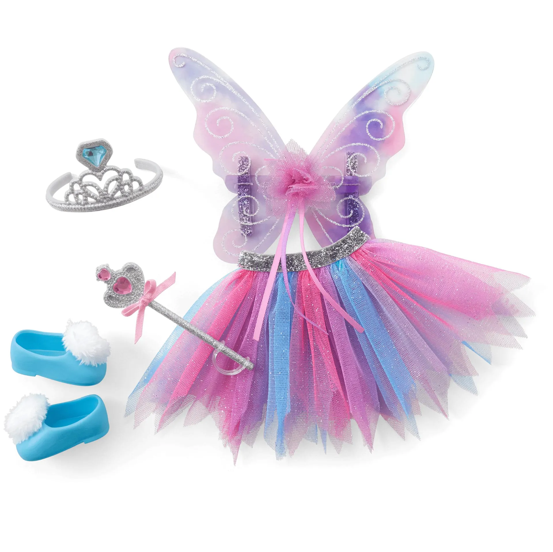 Colorful Butterfly Skirt & Wings Accessory Set for WellieWishers™ Dolls