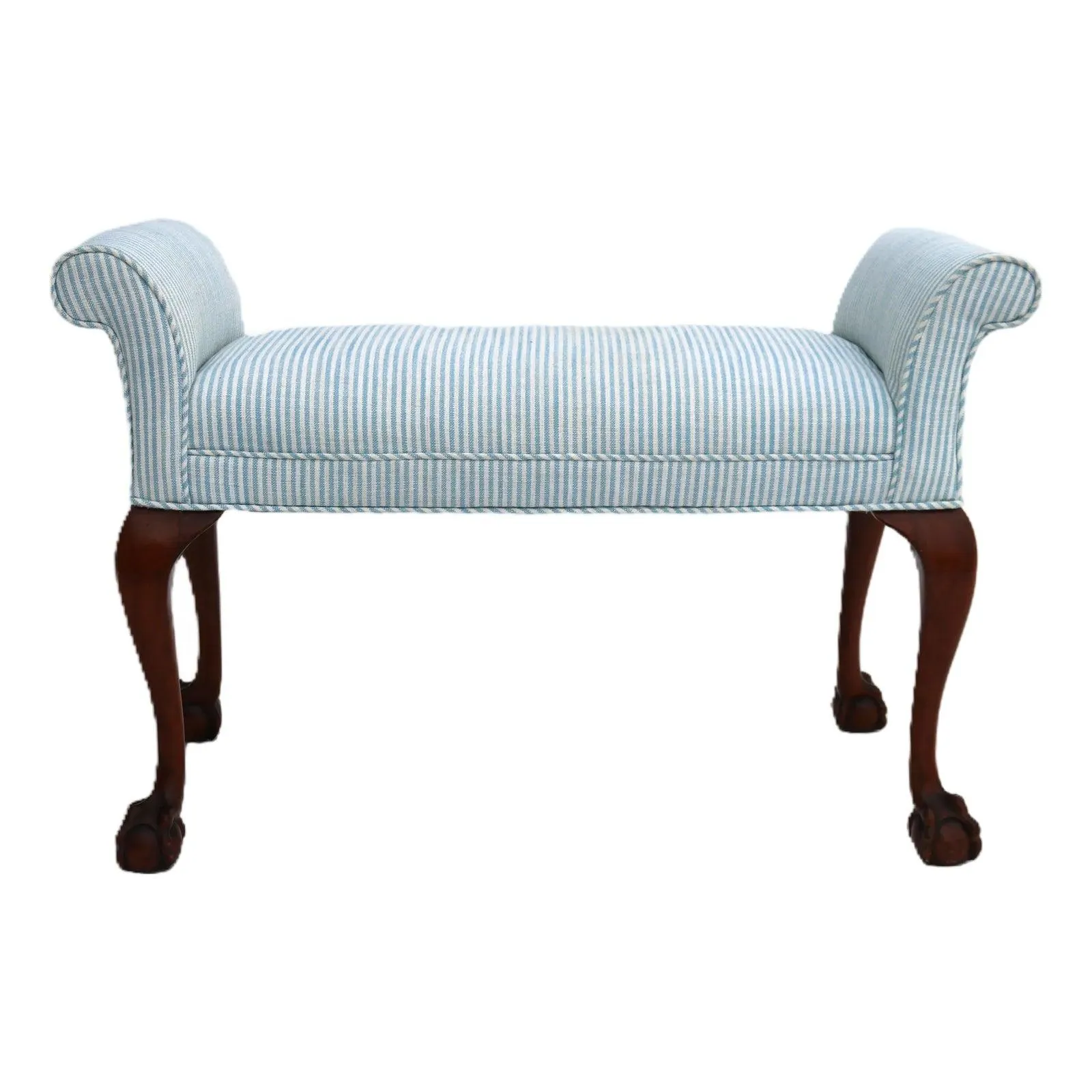 Mid 20th Century Chippendale Style Mahogany Ball and Claw Foot Window/Foot of Bed Seat