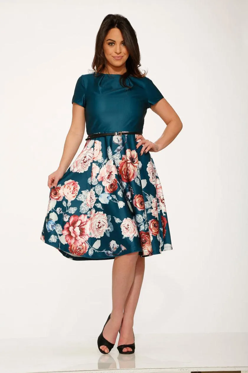 Teal Comcast Floral Dress