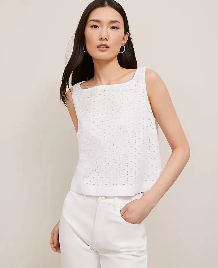 Eyelet Cropped Tank Top