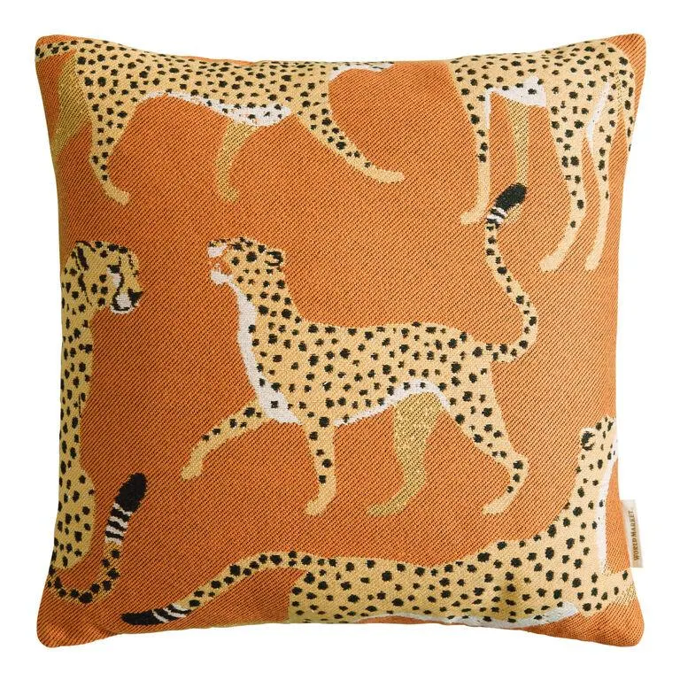 Orange Cheetahs Indoor Outdoor Throw Pillow