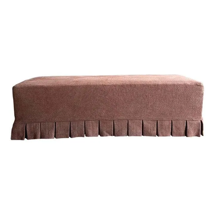 Slipcovered Bench in 100% Pure Linen With Pleated Skirt Detail