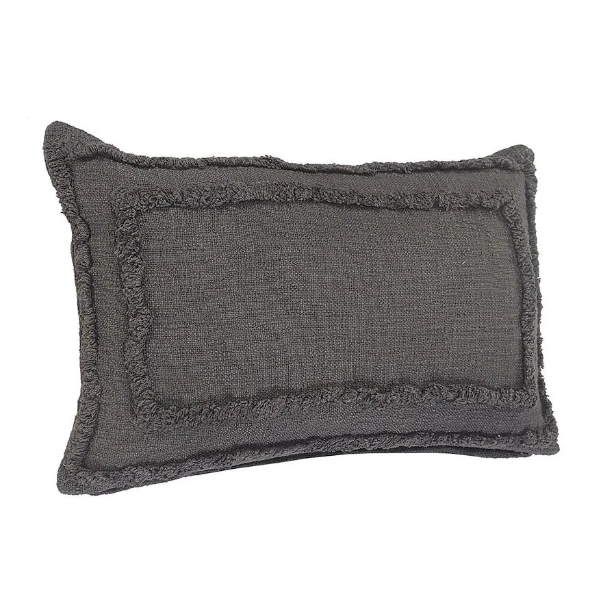 LR Home Rory 16-in x 24-in Dark Gray Rectangular Indoor Decorative Pillow