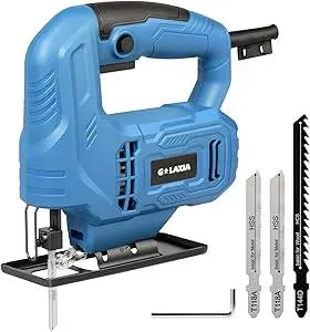 Jigsaw, 3.5 Amp Corded Jig Saw with 3pcs Cutting Blades, ±45° Bevel Cutting, 3000 SPM with Lock-on Button, Corded