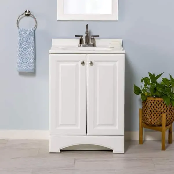 25 in. Single Sink White Bath Vanity with Cultured Marble Top (Assembled)