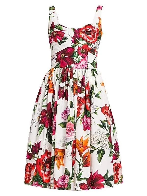 Rafia Fiori Floral Cotton Poplin Dress