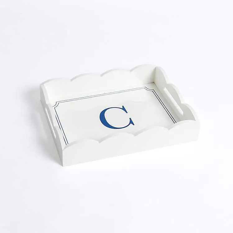 White Monogram C Scalloped Tray