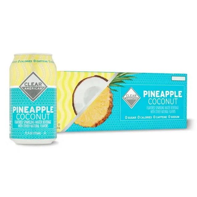 Clear American Pineapple Coconut Sparkling Water, 12 oz, 12 Count
