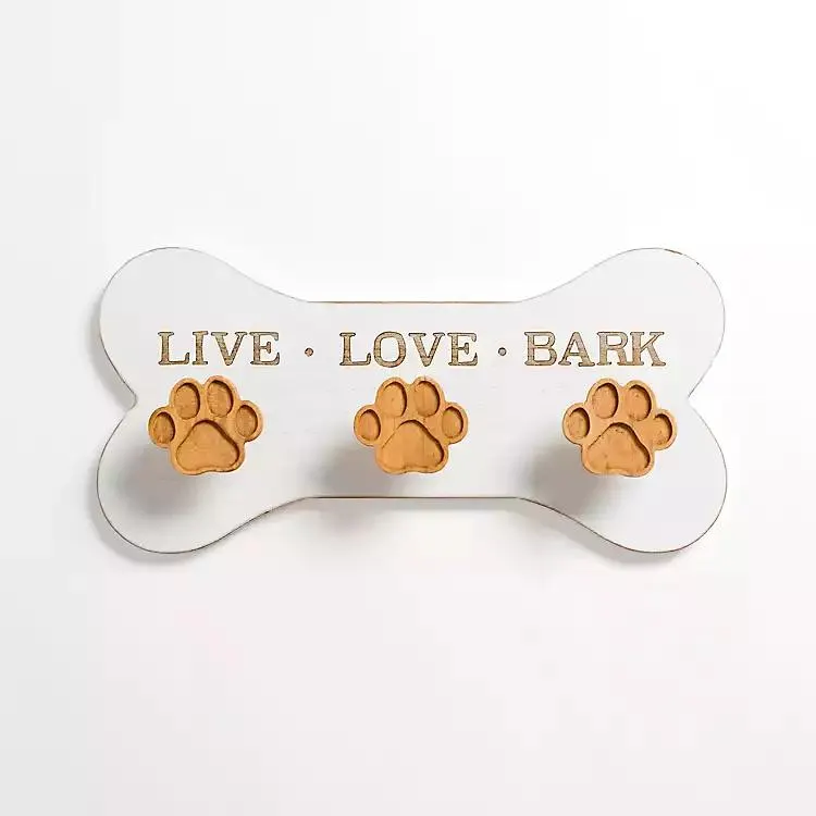 Pet Paw Print Wooden Wall Hooks