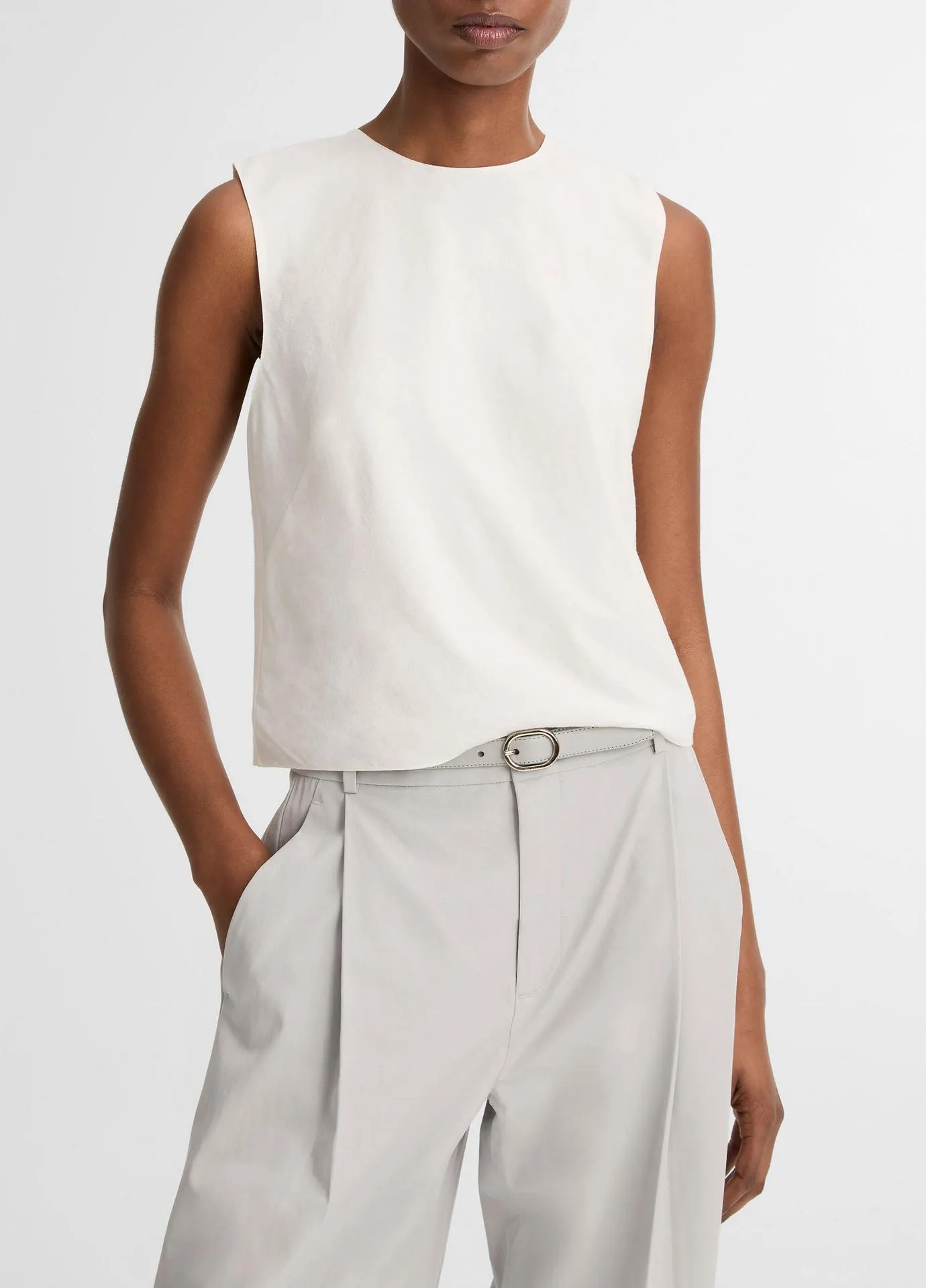 Linen Crew Neck Shell