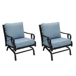 Backyard Creations® Chalet Gardens Sea Glass Blue Deep Seating Rocking Patio Chair Set - 2 Pack