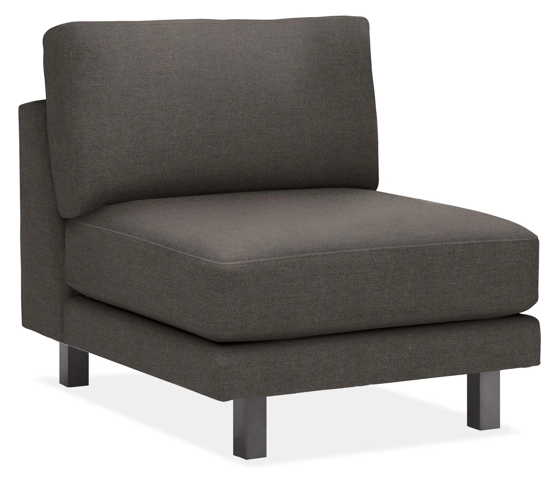 Cade Armless Chair in Gino Charcoal with Natural Steel Legs