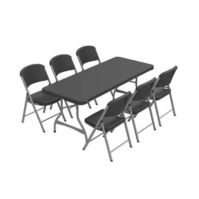 Lifetime 6-Foot Stacking Table and (6) Chairs Combo (Commercial)