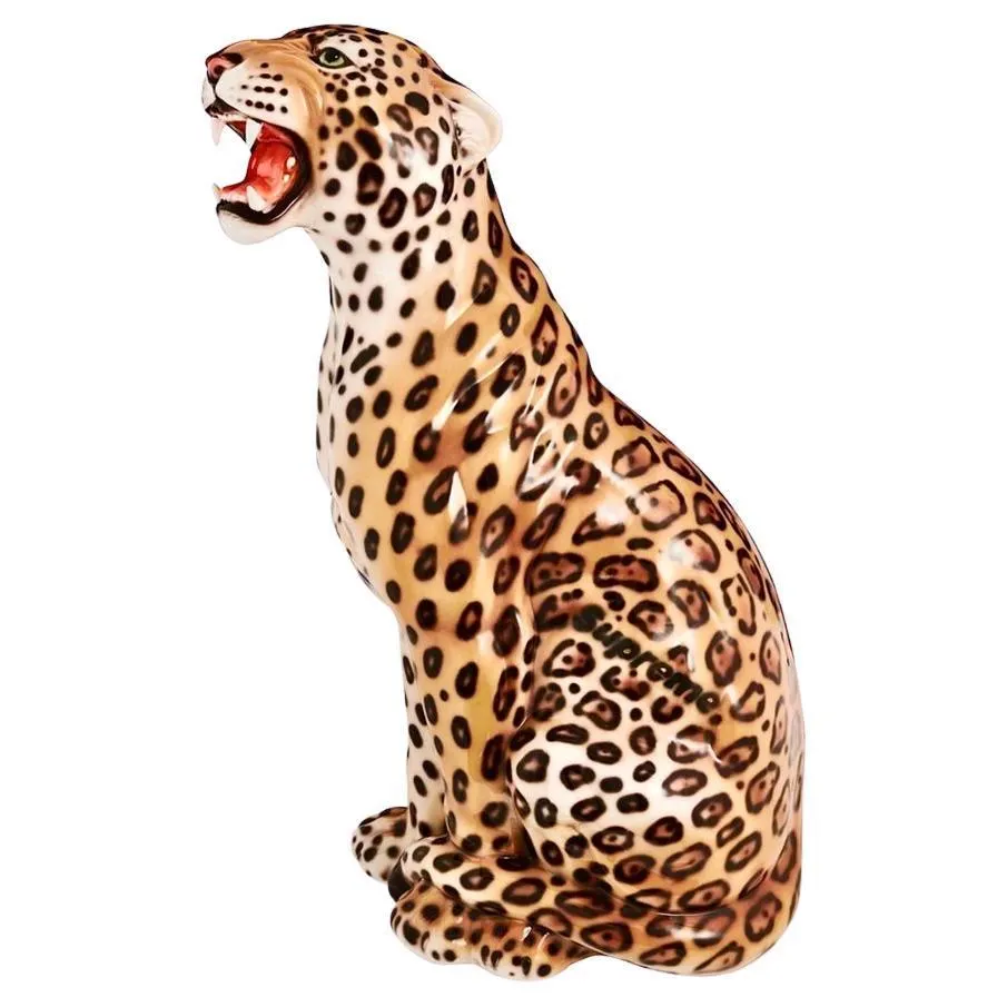 Supreme Hand Painted Monumental Porcelain Jaguar Sculpture, Spring Summer 2023