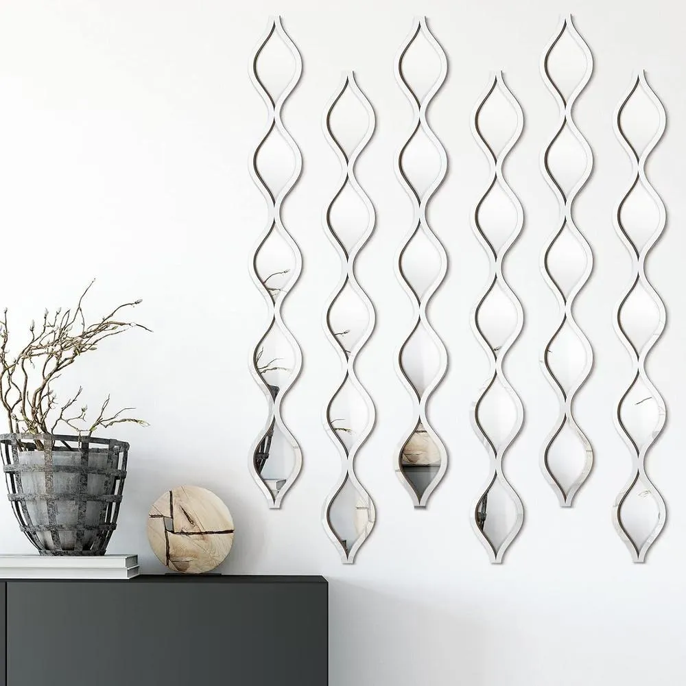 thinkstar 6 Pcs Acrylic Teardrop Mirror Wall Decor Decorative Mirror Narrow Wall Decor Boho Vintage Wall Decals Art For Apartment Home …