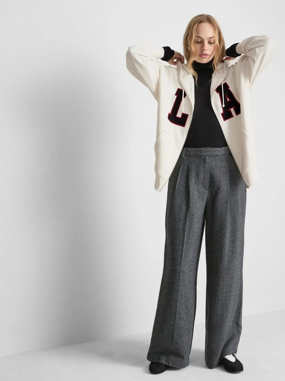 Oversized Graphic Zip Through Hoodie