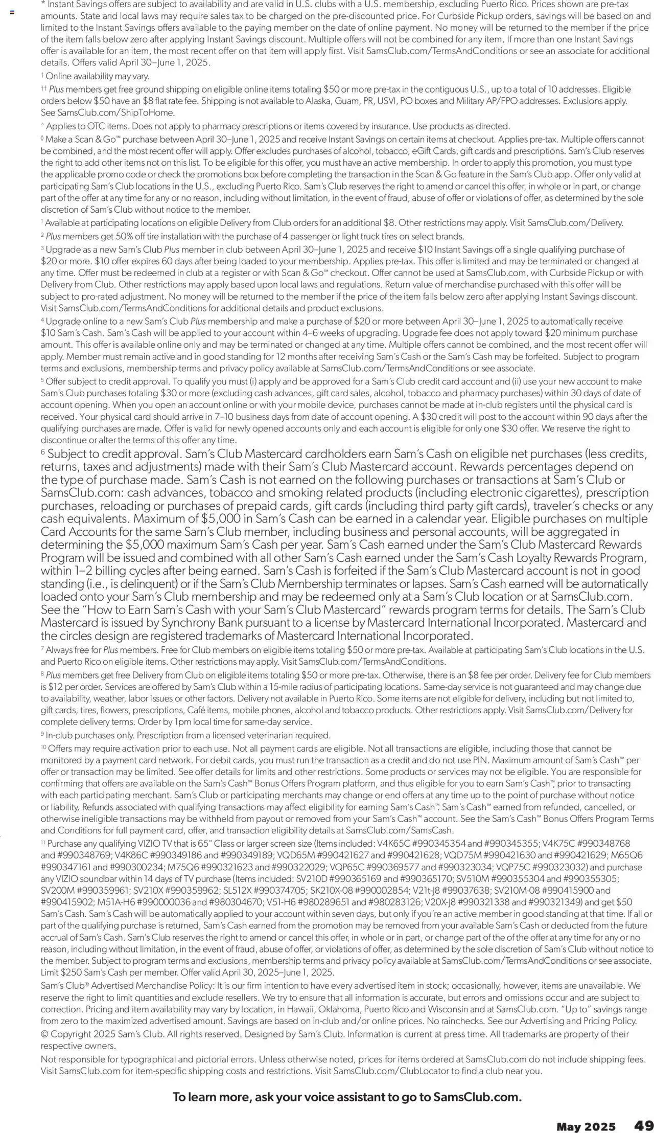 Weekly ad Sam's Club Savings Book May 2025 from April 30 to June 1 2025 - Page 49