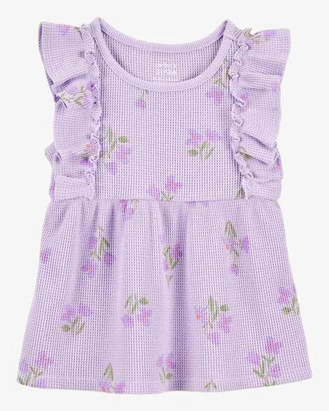 Baby Short-Sleeve Floral Fashion Top - Purple