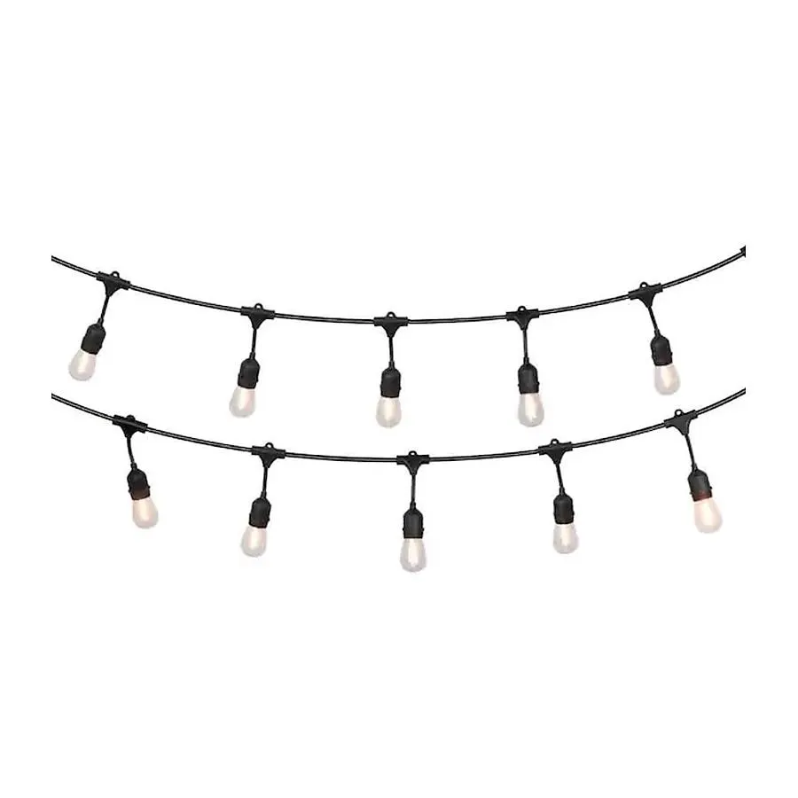 Harbor Breeze 27-ft Solar Black Indoor/Outdoor String Light with 10 White -Light LED Edison Bulbs