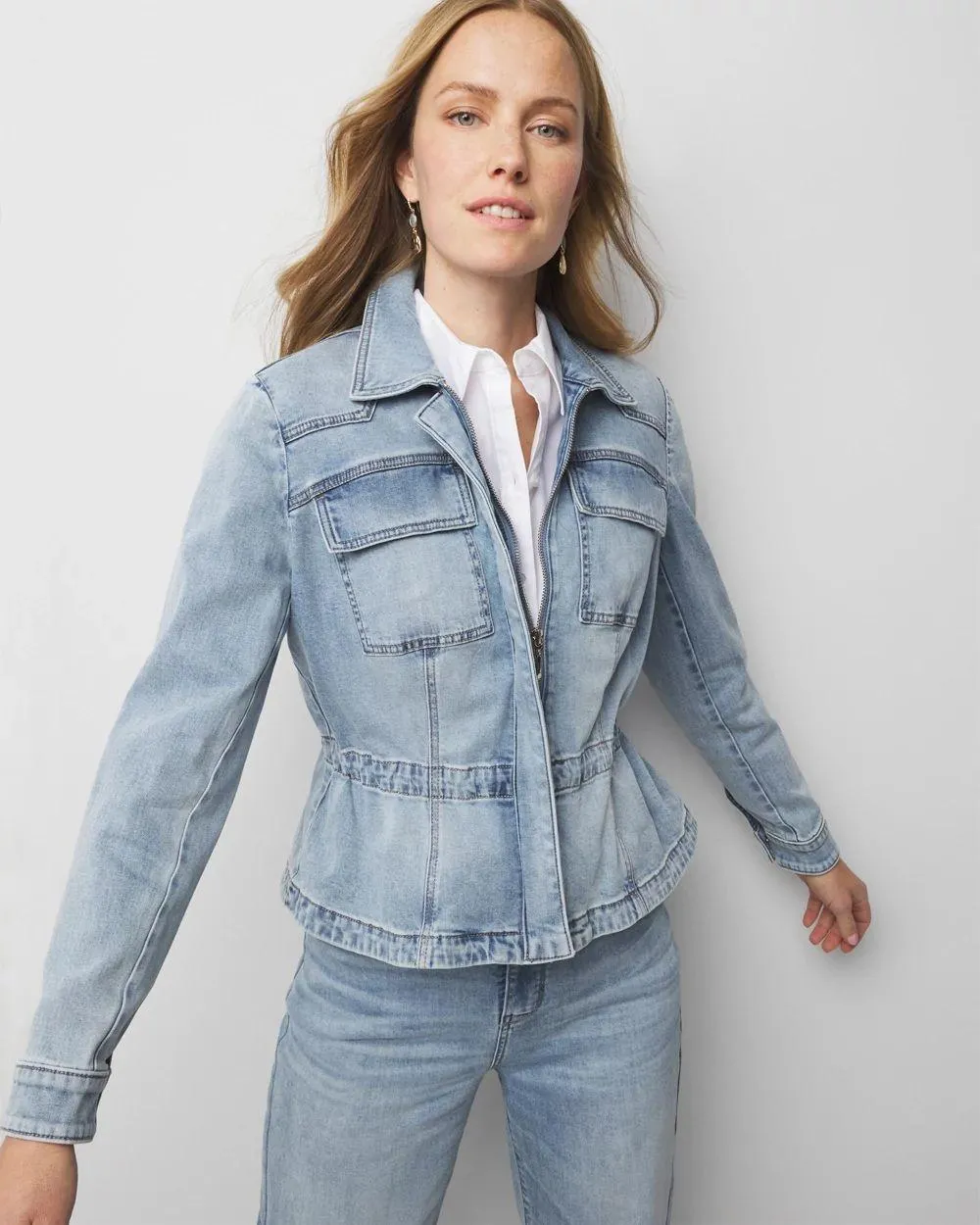 Cinched-Waist Denim Jacket
