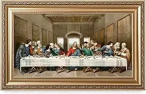 DECORARTS -The Last Supper, Leonardo da Vinci Classic Art Reproductions. Giclee Print& Museum Quality Framed Art for Wall Decor. 30x16, Framed size: 36x22