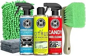 Car Wash Kit with Car Wash Soap Shampoo, Interior Cleaner, Wheel Cleaner, Car Detailing Cleaning Care Kit for Cars Trucks RVs SUVs Motorcycles Detailing Cleaning