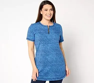 Denim & Co. Active Regular French Terry Short-Sleeve Tunic