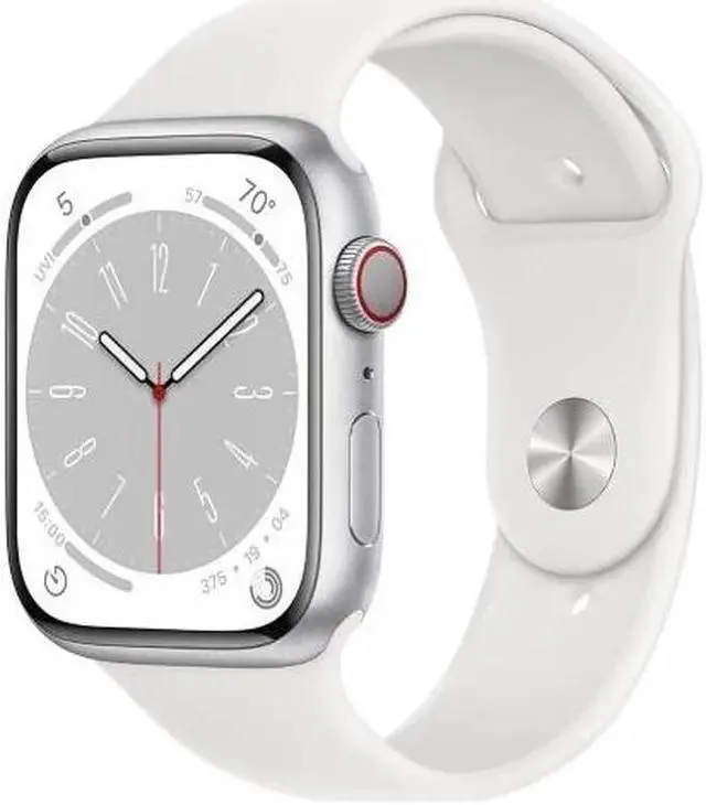 Apple Watch Series 8 45mm GPS - Silver Aluminum Case - White Sport Band (2022) - Excellent Condition