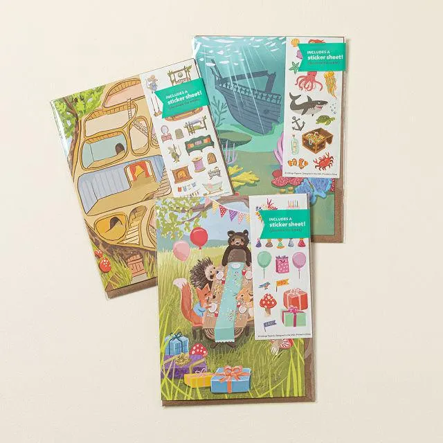 Sticker Scenes Playable Greeting Cards -3 Pack