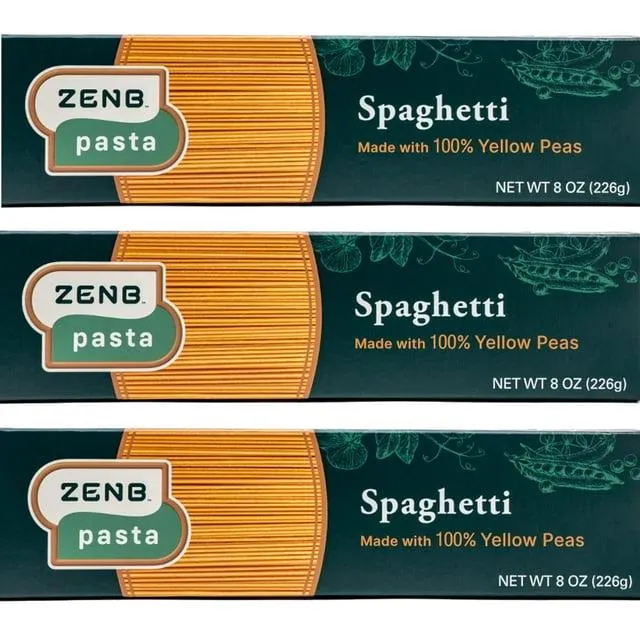 ZENB Plant Based Spaghetti - Made From 100% Yellow Peas, Gluten Free Pasta, Non-GMO, Vegan, Certified Kosher, 17g of Protein, Spaghetti - 8 oz Boxes (Pack of 3)