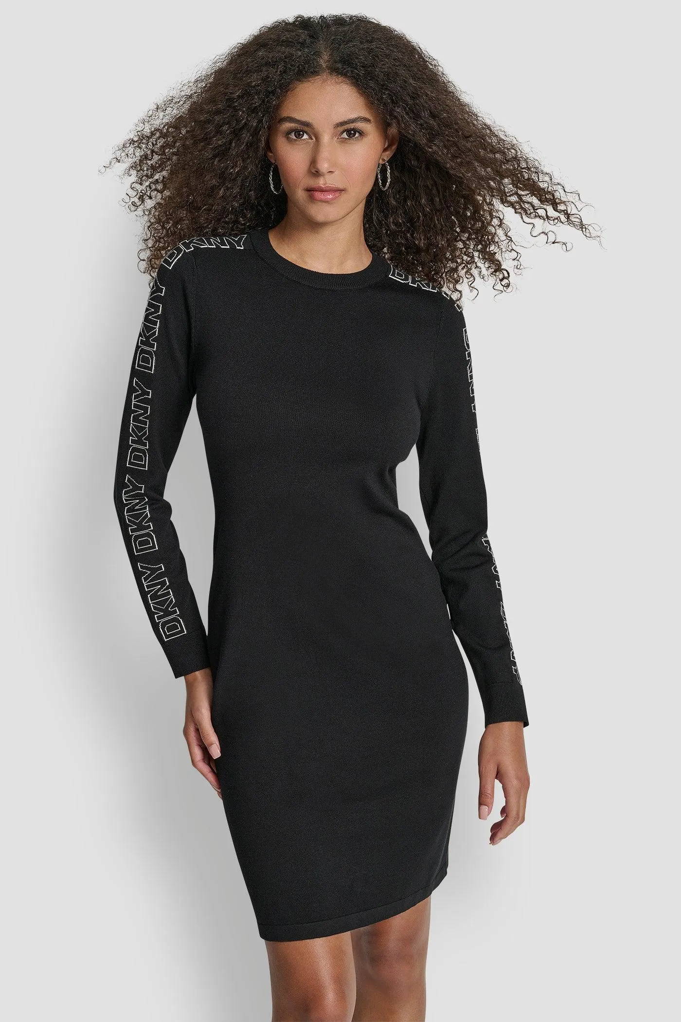 LONG SLEEVE KNIT LOGO DRESS