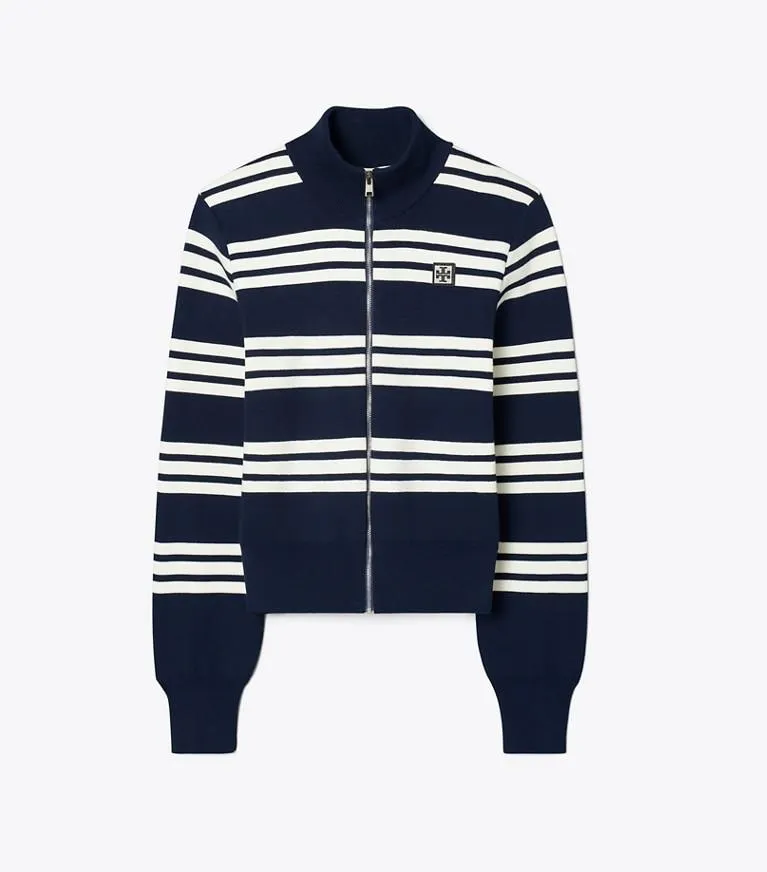 STRIPED VISCOSE TRACK JACKET