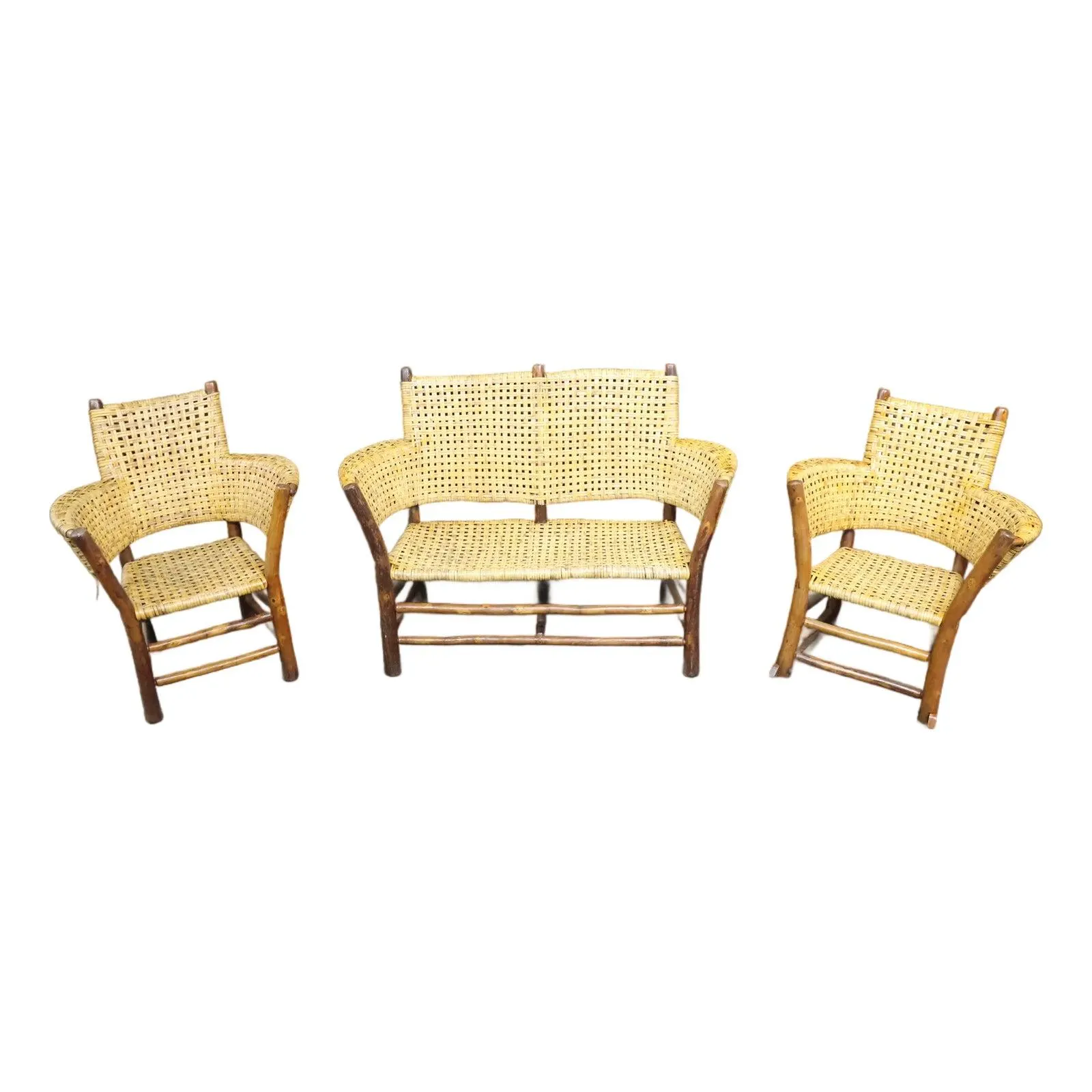 Hickory Attributed Three Piece Adirondack Parlor Set