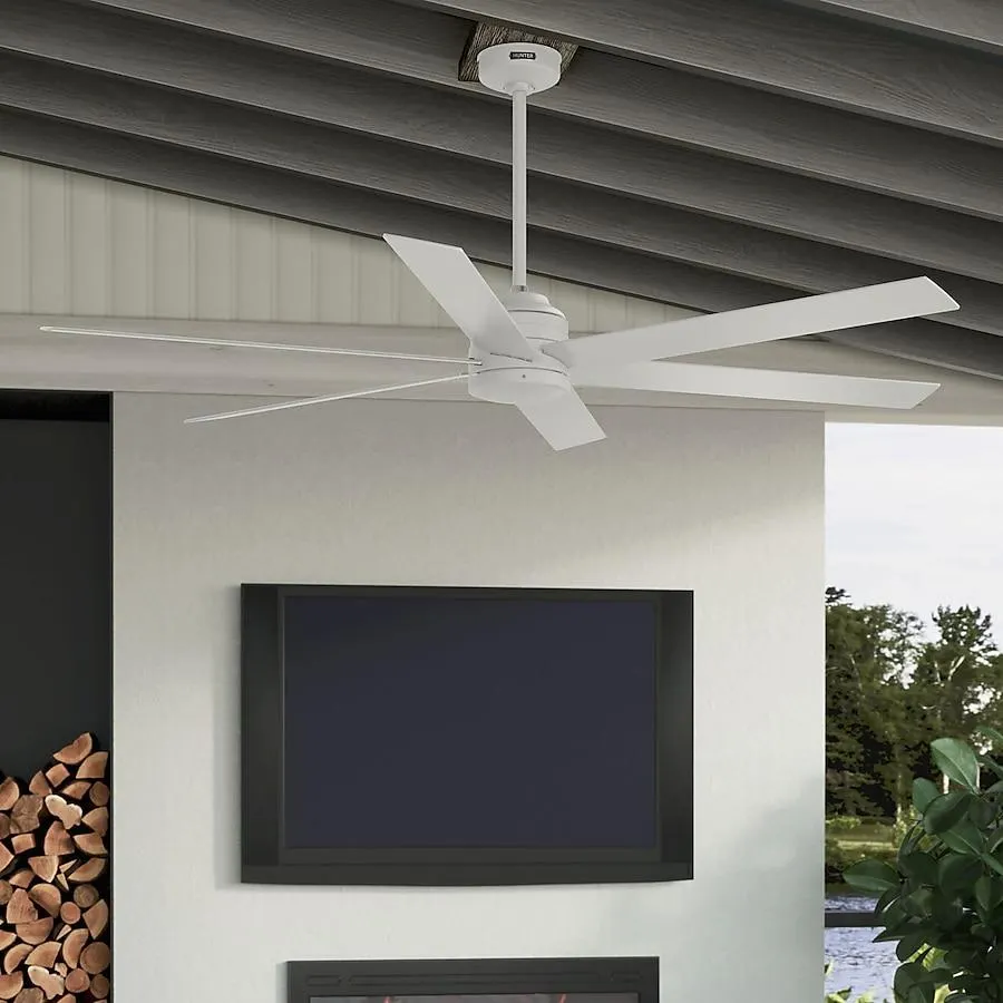 Hunter Lakeway ENERGY STAR 72-in Fresh White with Fresh White Blades Covered Outdoor Ceiling Fan Without Light 6 -Blade