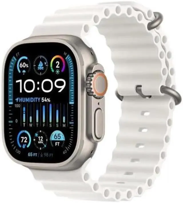 Apple Watch Ultra 2nd Generation 49mm GPS + Cellular Unlocked - Titanium Case - White Band (2023) - Excellent Condition