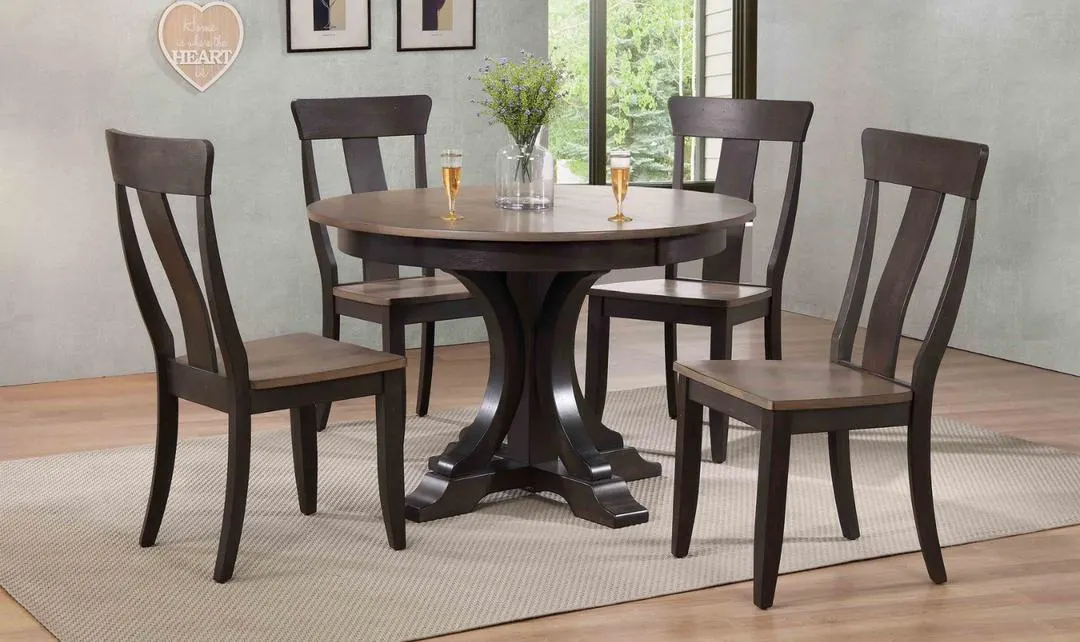 Iconic Furniture Deco Antiqued Gray Stone & Black Stone 5-Piece Dining Set
