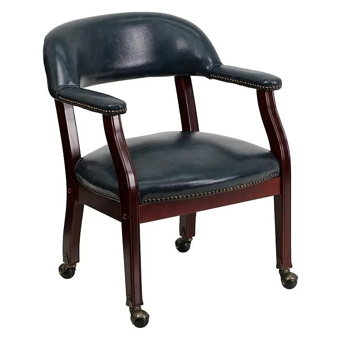 Flash Furniture Vinyl Mid Back Luxurious Conference Chair With Casters,