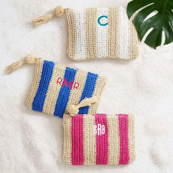 Cabana Stripe Straw Pouch