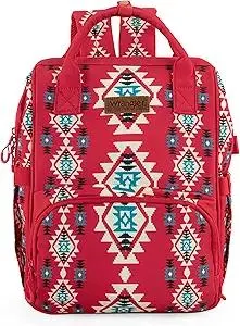 Wrangler Diaper Bag Backpack Aztec Travel Backpack Purses Western Multi-Function Baby Bags for Mom with Waterproof Insulated Pockets