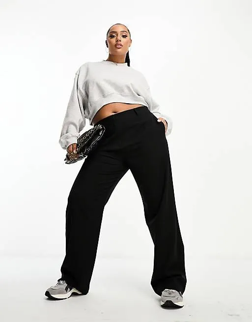 ASOS DESIGN Curve slim straight pants in black