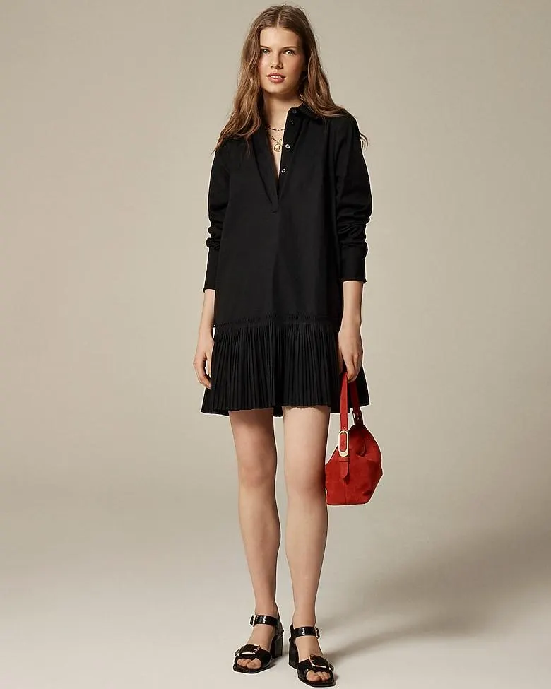 Amelia long-sleeve shirt-dress in cotton poplin