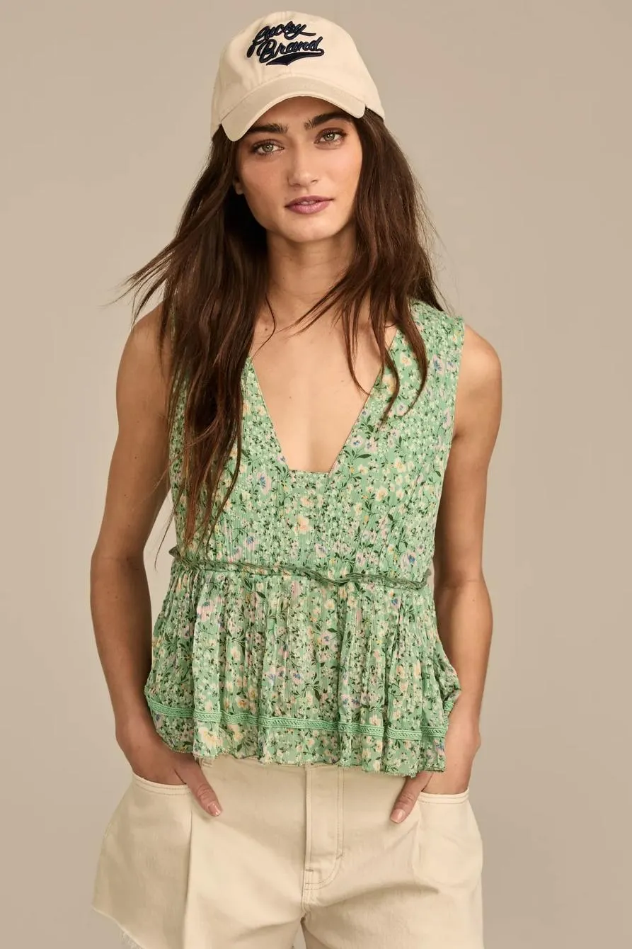 printed ruched ruffle v neck blouse