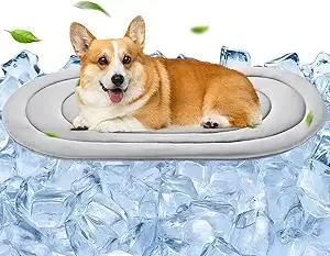 Pet Dog Cooling Mat 35“x19” Reversible Cooling Pad for Dogs and Cats, Comfort Ice Silk Cotton Summer Dog Bed Outdoor Indoor Washable, Ideal for Kennel Sofa Floor Car Seats