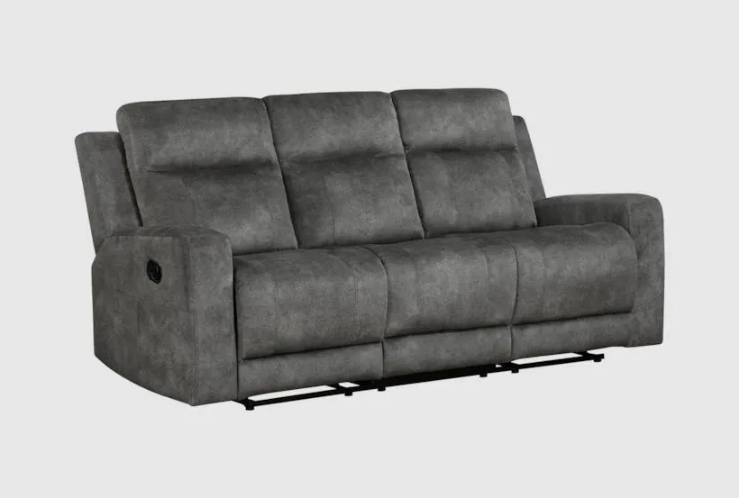 Emma Grey 80" Microfiber Manual Reclining Fabric Sofa