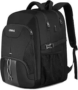 Extra Large Backpack for Men 50L,Water Resistant 17.3 inch Travel Laptop Backpack with USB Charging Port,TSA Friendly Big Business Anti Theft Computer Bag Work College School Bookbags Gifts,Black