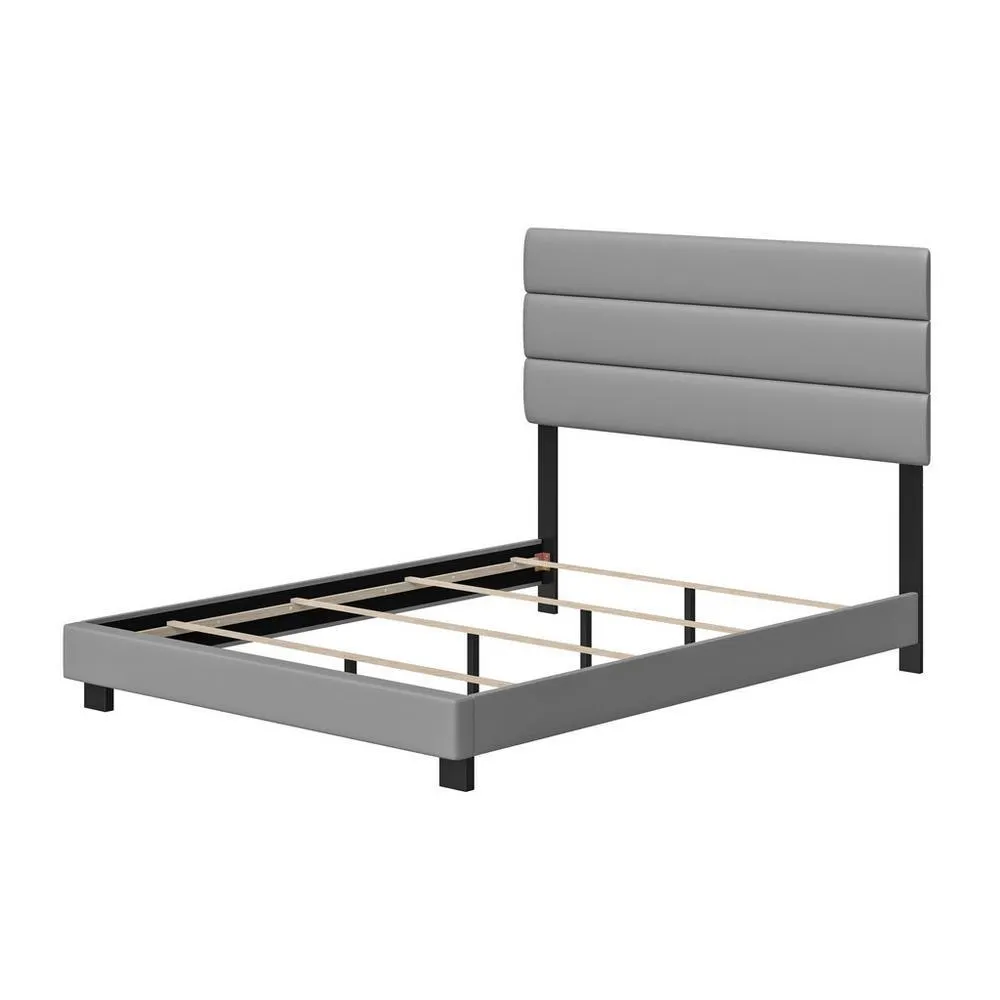 Nashville Full Grey Faux Leather Bed