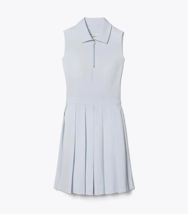 T MONOGRAM JACQUARD PLEATED GOLF DRESS